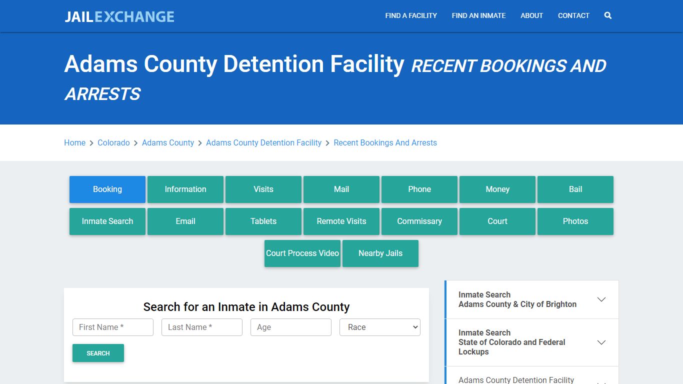 Adams County Detention Facility Recent Bookings And Arrests - Jail Exchange