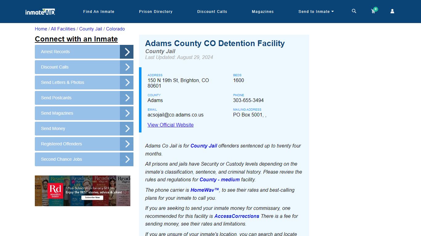 Adams County CO Detention Facility - Inmate Locator